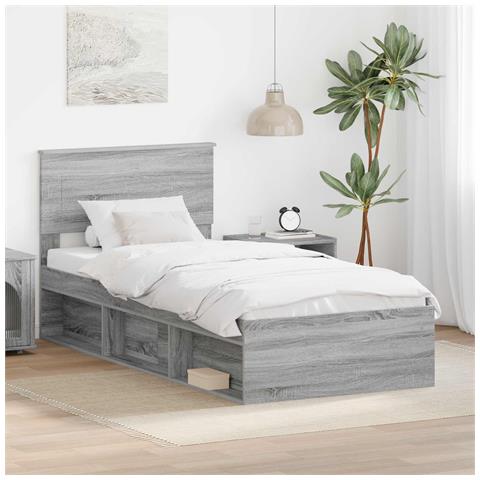 Struttura del letto con testiera Grigio Sonoma 100 x 200 cm - Foto 2