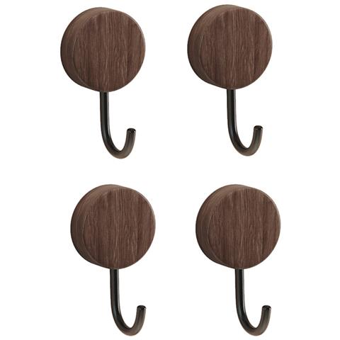 Ganci Sopraporta 4 Pezzi Noce+nero — Ganci Abs Senza Fori, Montaggio Senza Danni, Portata 5-10kg - Foto 1