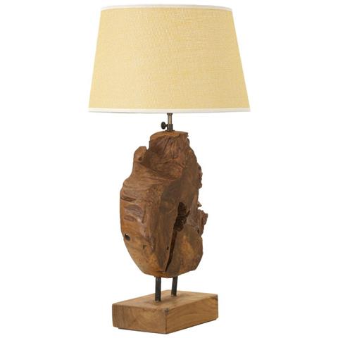 Lampada Da Tavolo Kepala In Legno Di Teak Naturale Con Paralume In Lino Ø 35 Cm - Foto 2