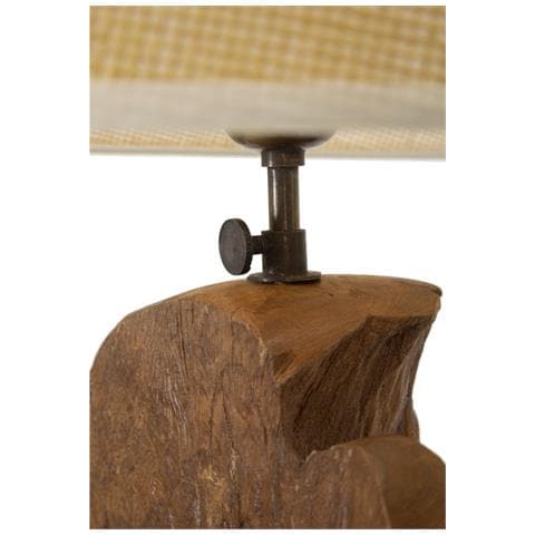Lampada Da Tavolo Kepala In Legno Di Teak Naturale Con Paralume In Lino Ø 35 Cm - Foto 8