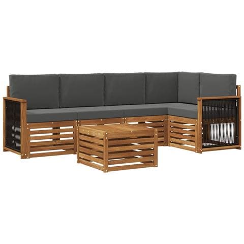 Set divano sezionale con cuscino 5 pcs Naturale e Antracite - Foto 1