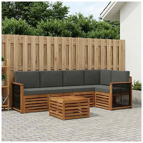Set divano sezionale con cuscino 5 pcs Naturale e Antracite - Foto 2