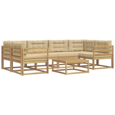 Set di divani da esterno con cuscino 5 pcs Bianco e Beige - Foto 1