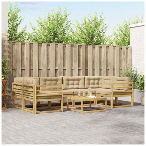 Set di divani da esterno con cuscino 5 pcs Bianco e Beige - Foto 2