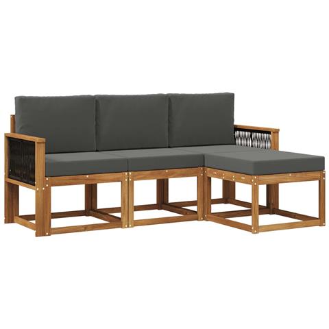 Set di divani da esterno con cuscino 4 pcs Naturale e Antracite - Foto 1