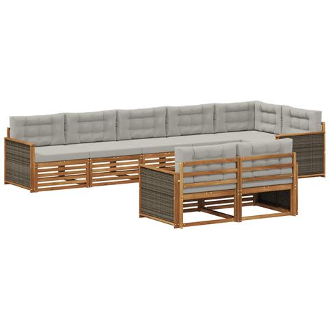Set di divani da esterno 8 pcs Naturale e Grigio Chiaro - Foto 1