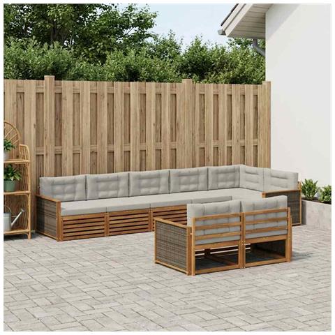 Set di divani da esterno 8 pcs Naturale e Grigio Chiaro - Foto 2