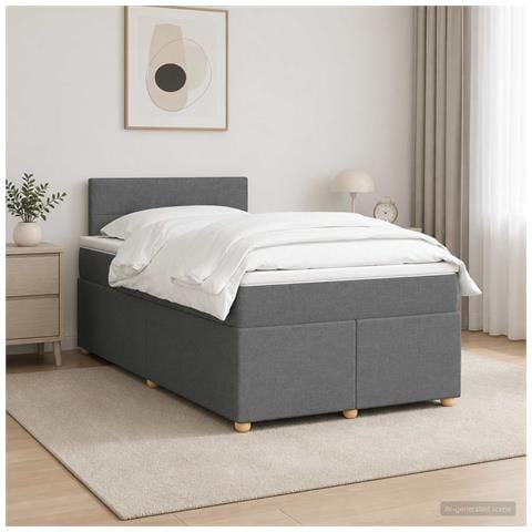Letto box spring con materasso Grigio Scuro 120 x 190 cm - Foto 2