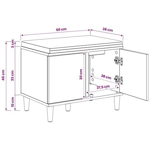 Panca per scarpe con cuscino Rovere Artigianale 60 x 38 x 46 cm - Foto 9