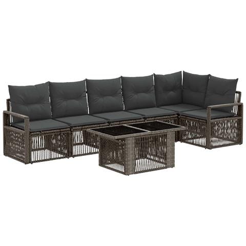 Set Divano da Giardino 7 pz Grigio e Grigio Scuro polyrattan - Foto 1