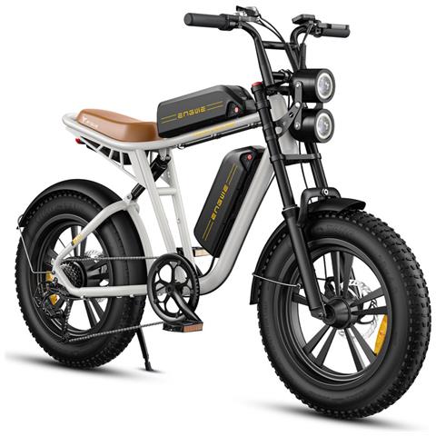 M20 Bici Elettrica Fat Bike 20'' 250W 25km /h, Doppia Batteria 48V 13Ah, Doppia Sospensione, Autonomia 75km, Telaio Alluminio, Bianco - Foto 1