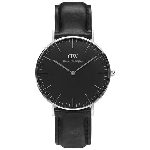 Orologio Da Polso Classic Black Sheffield Quadrante Nero Cassa Silver Cinturino In Pelle 40mm - Foto 2