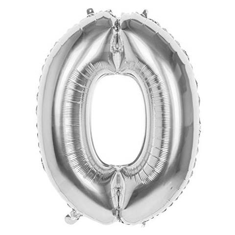 Palloncino Mylar Numero '0' (86cm), Argento, Colore Silver, 86 Cm, 22030 - Foto 1