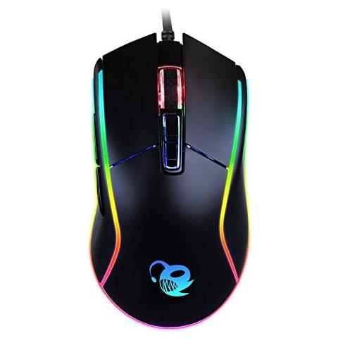 DeepDarth Mouse ottico da gaming con 9 modalità di illuminazione RGB programmabile, DPI regolabile, con cavo, 8 pulsanti. Colore: nero. - Foto 1