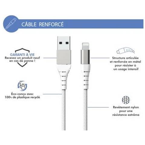 Cavo Usb A/lightning Rinforzato 2m - 2,4a Bianco, Bianco - Foto 2