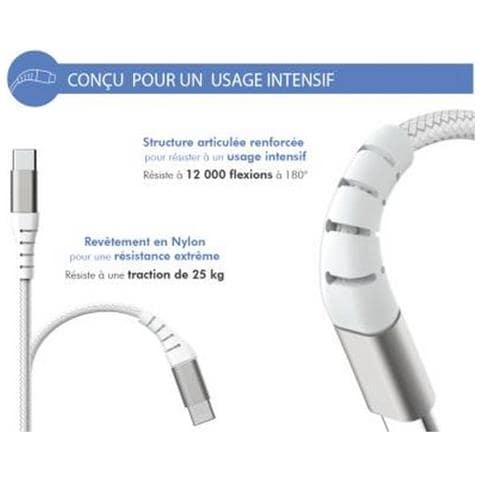 Cavo Usb A/lightning Rinforzato 2m - 2,4a Bianco, Bianco - Foto 3