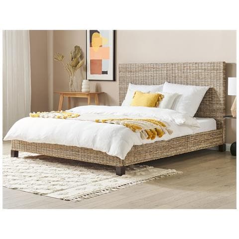 Letto Matrimoniale Rattan Naturale 180 X 200 Cm Salbris - Foto 1