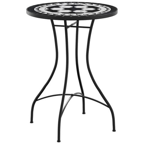 Tavolino Da Bistrot Con Mosaico Nero E Bianco 50x70cm Ceramica - Foto 2