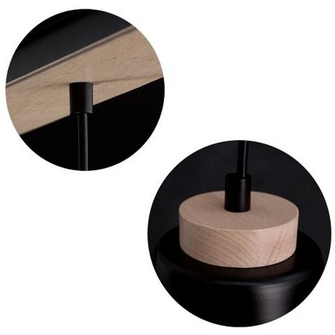 Lampada A Sospensione Bolero - Nero - Acciaio Verniciato A Polvere, Legno - 66x100x14 Cm - Foto 8