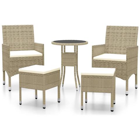 Set Divani Da Giardino 5 Pz In Polyrattan Beige - Foto 1