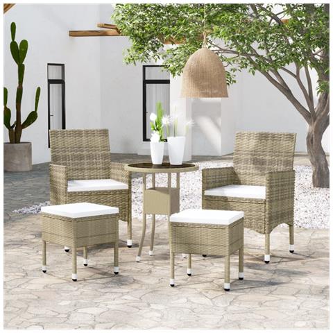 Set Divani Da Giardino 5 Pz In Polyrattan Beige - Foto 8