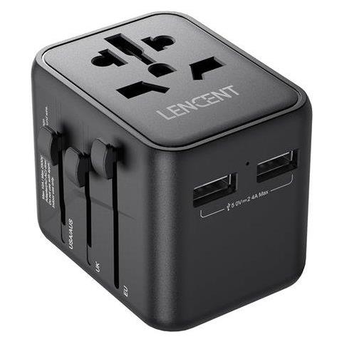 ADATTATORE UNIVERSALE TRAVEL BK US /EU /AUS /UK PLUGS 2*USB PORTS - Foto 1