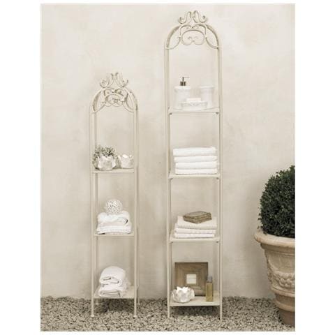 Set 2 Scaffali 4 E 3 Ripiani In Alluminio Bianco Antico Giada - Foto 2