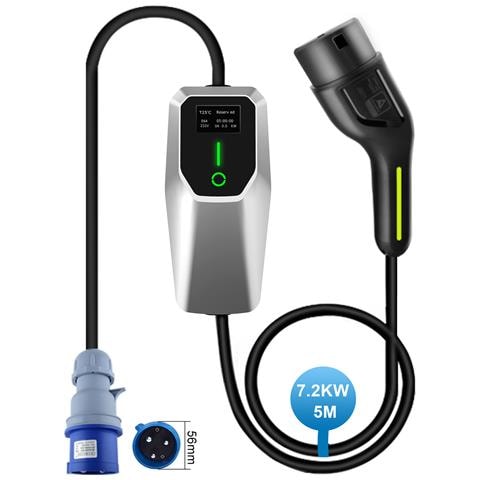 Caricabatterie Per Veicoli Elettrici, Ev Charger Cavo Ricarica Auto Elettrica Tipo 2,con Spina Blu Cee (tipo 2 | 5m, 7,2kw | 32a) - Foto 1