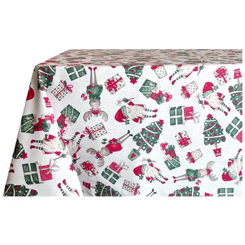 Tovaglia Natalizia Cucina Soggiorno In 100% Cotone Disegno Elfi Renne 140x180 Elfi Renne - Foto 1