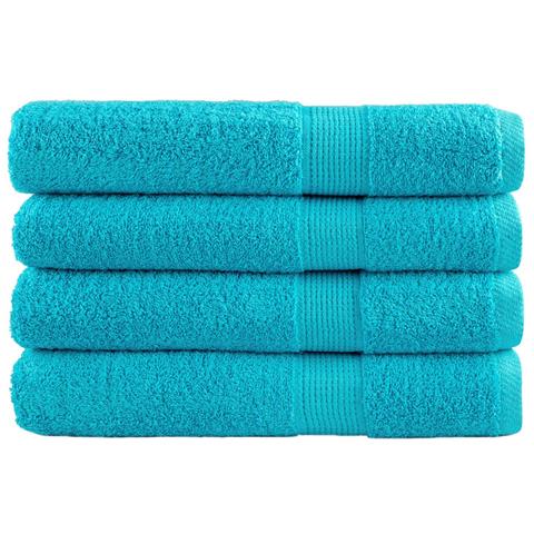 Asciugamani Premium SOLUND 4pz Turchese 100x200cm 600 g /m² - Foto 1