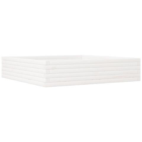 Fioriera Da Giardino Bianca 110x110x23cm Legno Massello Di Pino - Foto 2