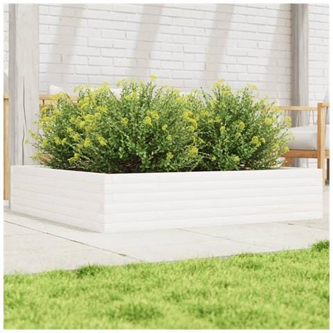 Fioriera Da Giardino Bianca 110x110x23cm Legno Massello Di Pino - Foto 1