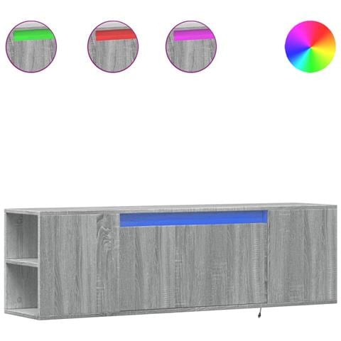 Mobile TV a Parete con Luci LED Grigio Sonoma 135x31x39,5 cm - Foto 1