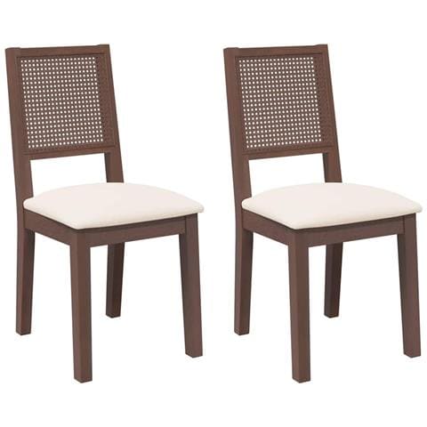 Sedie da Pranzo con Cuscini 2pz Marrone Legno Massello di Hevea - Foto 1