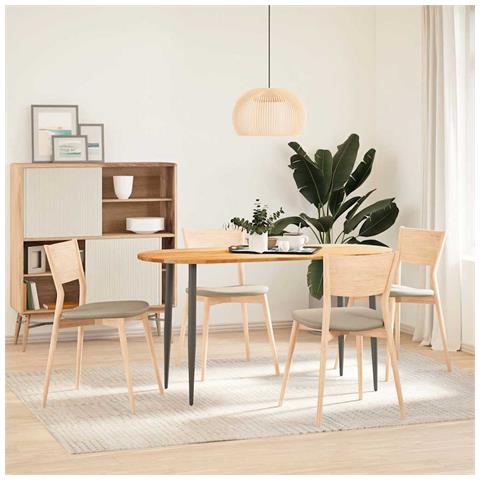 Piano Tavolo Marrone Chiaro 140x60x2cm In Rovere Massello Ovale - Foto 3