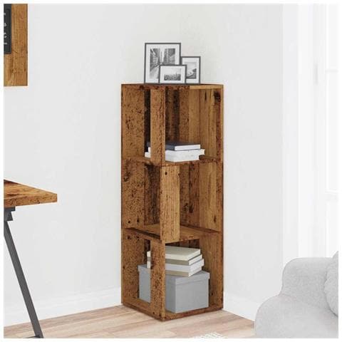 Mobile Angolare Legno Antico 33x33x100 Cm Legno Multistrato - Foto 3