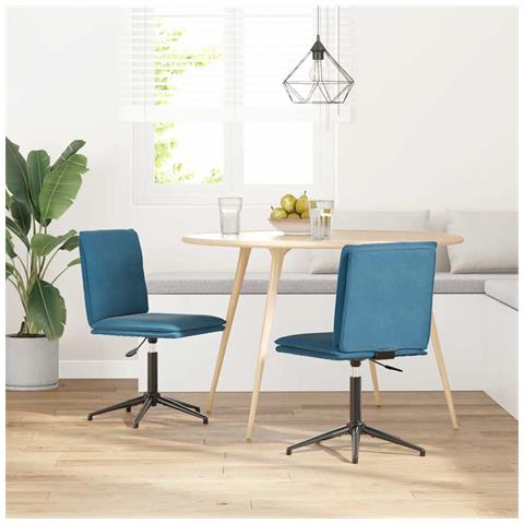 Sedie Da Pranzo 2 Pz Blu In Velluto - Foto 1