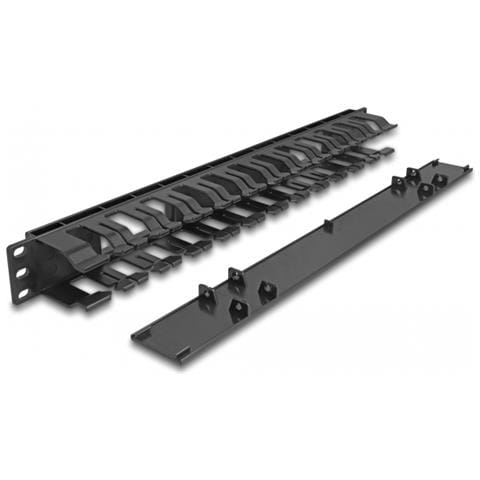 Pannello di gestione dei cavi da 19? con 2 aperture 1U nero plastica - Foto 3