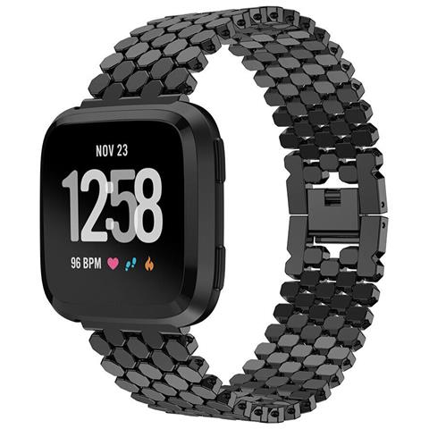 Cinturino In Acciaio Inossidabile Per Smartwatch Fitbit Versa Series - Design A Squame Di Pesce Black Orologio Fitbit Versa 4 - Foto 1