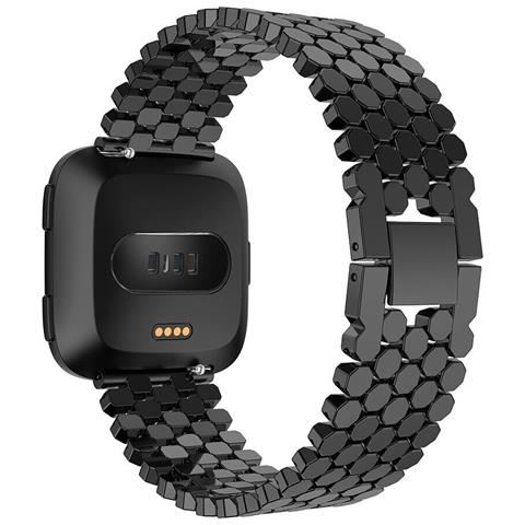 Cinturino In Acciaio Inossidabile Per Smartwatch Fitbit Versa Series - Design A Squame Di Pesce Black Orologio Fitbit Versa 4 - Foto 2