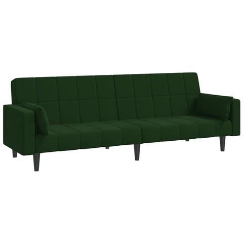 Divano Letto a 2 Posti con 2 Cuscini Verde Scuro in Velluto - Foto 1