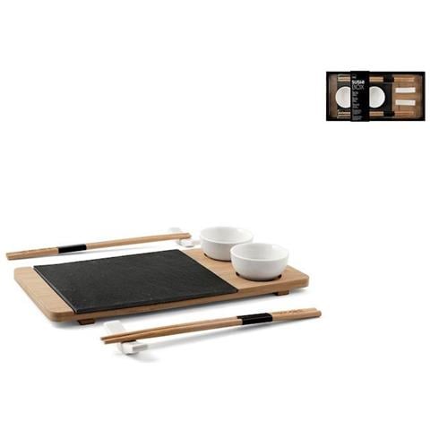 Confezione 10 pezzi sushi box in ardesia e bamboo cm 14x30 - Foto 1