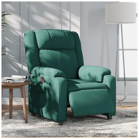 Poltrona Elettrica Reclinabile Verde Scuro in Tessuto - Foto 2