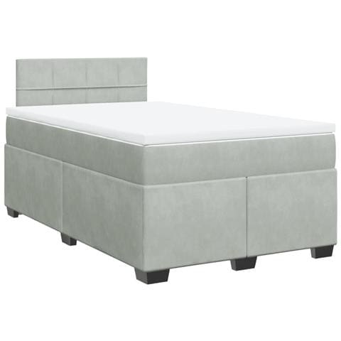 Giroletto a Molle con Materasso Grigio Chiaro 120x200cm Velluto - Foto 1