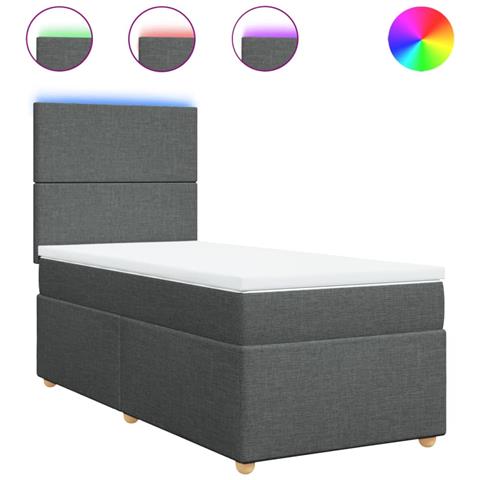 Giroletto a Molle con Materasso Grigio Scuro 90x200 cm Tessuto - Foto 1