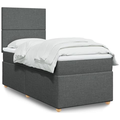 Giroletto a Molle con Materasso Grigio Scuro 90x200 cm Tessuto - Foto 2