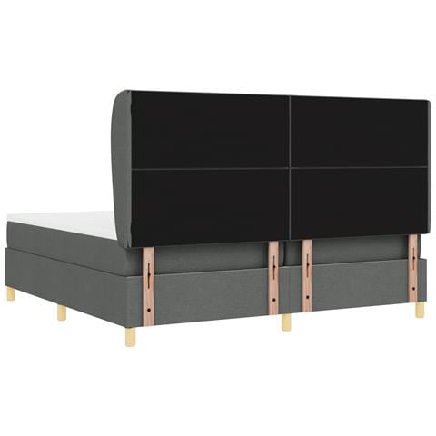 Letto Box Spring con Materasso Grigio Scuro 200x200 cm Tessuto - Foto 9