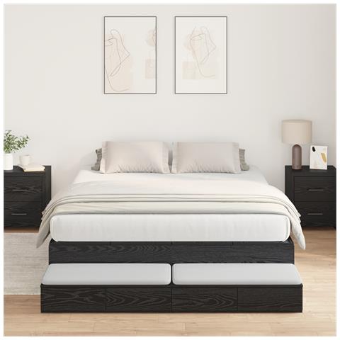 Struttura Letto con Contenitore in Rovere Nero 150x200 cm - Foto 2