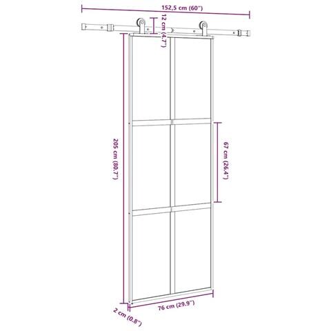 Porta Scorrevole Ferramenta 76x205 cm Vetro Temperato Alluminio - Foto 8