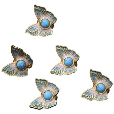 Set Di 5 Chiusure A Forma Di Farfalla In Oro Sabbia Per Cordini, Chiusure A Pressione Per Gioielli Fai Da Te Blue - Foto 1
